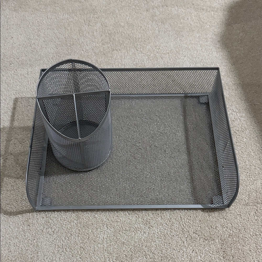 Mesh Bathroom Organizer Set - Gray